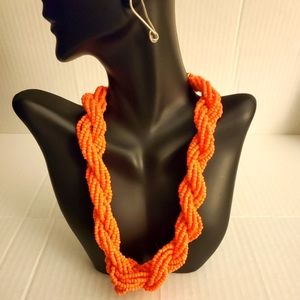 NWT Talbot's Orange Multi-Strand Beaded Statement Necklace